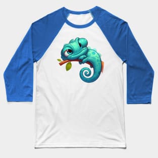 Cute Lazy Chameleon Illustration Baseball T-Shirt